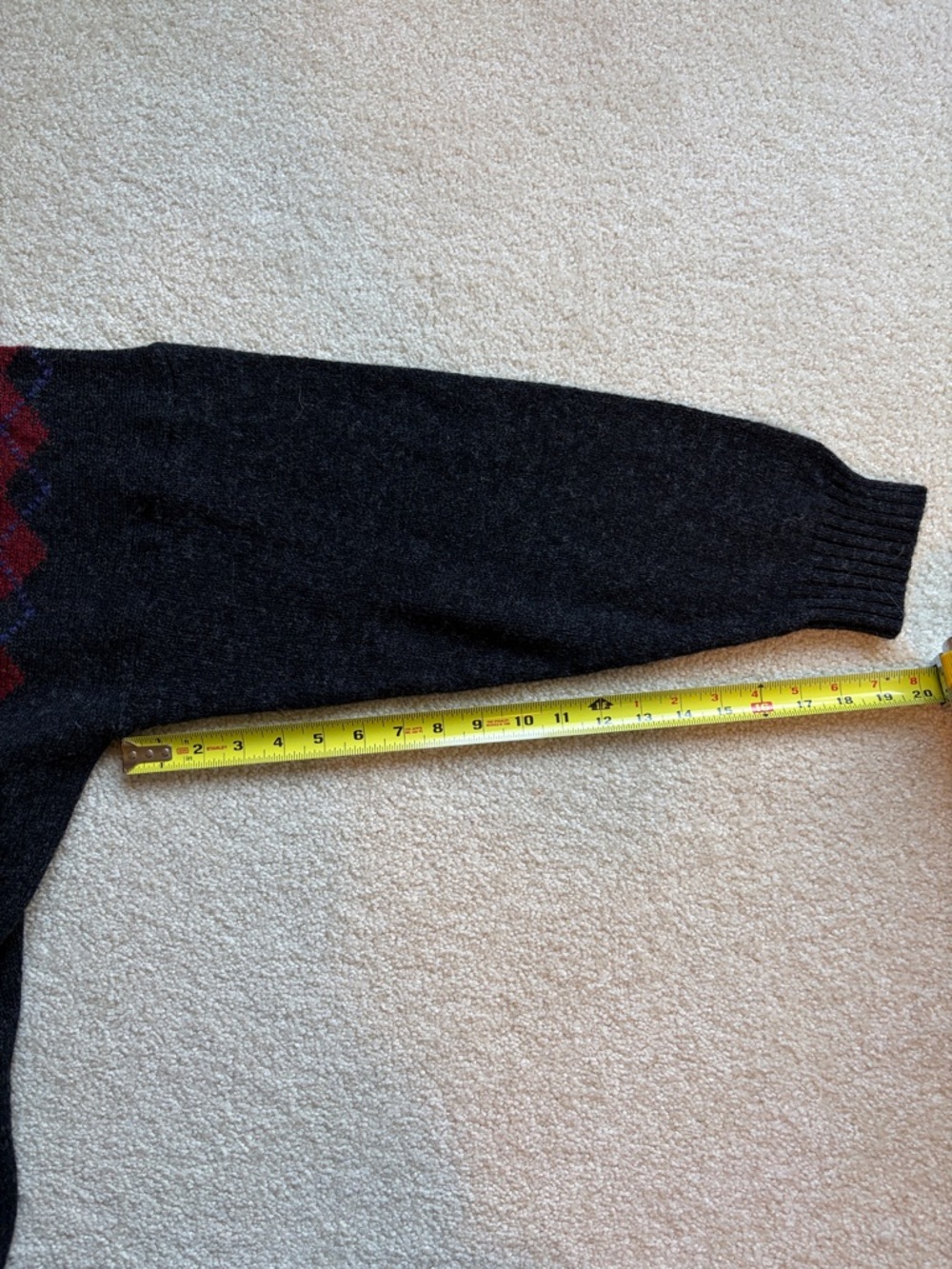 Vintage 90s Men's St. Michael Argyle Button-Front Cardigan Sweater 100% wool - Picture 6 of 7